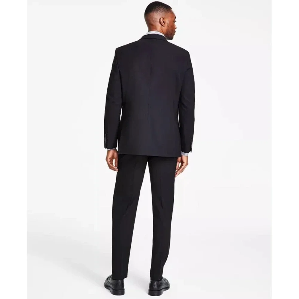 Nautica Men's‎ 2-pc Suit Blazer Jacket 48L Pants 42W Solid Black E111671